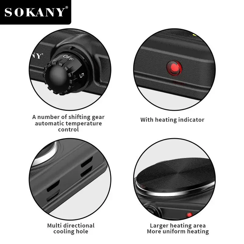 Electric Hot Plate 2000W Electric Hot Plate for Cooking Dual Control Infrared Cooktop Double Burner Portable Countertop Burner Electric Cooktop