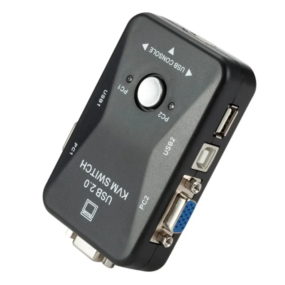 USB KVM Switch 2 Port VGA SVGA Switch Box USB 2.0 KVM Mouse Switcher Keyboard 19