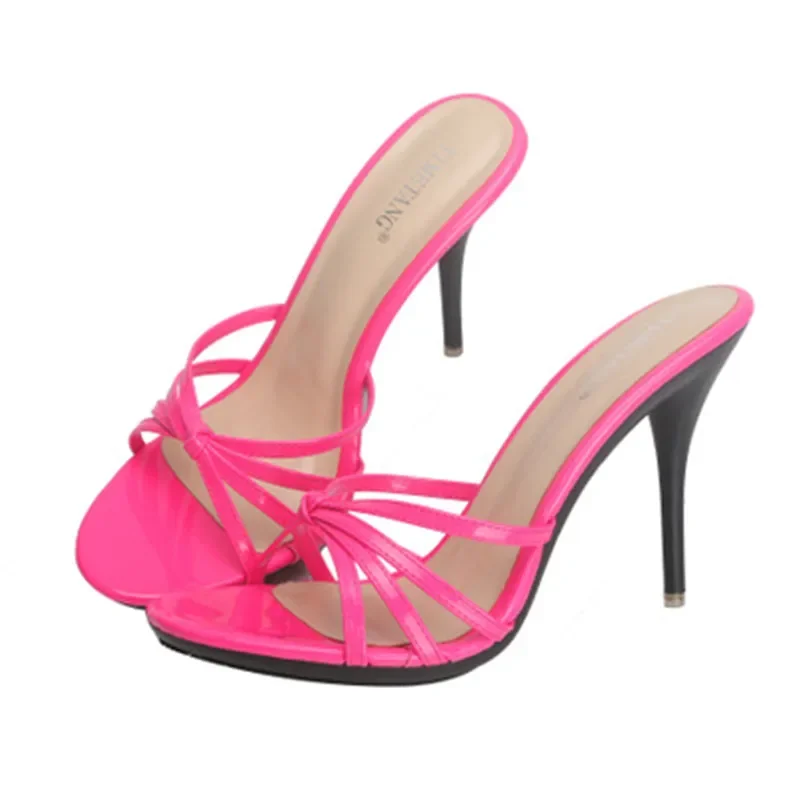 TIMETANG Summer New Sexy Openwork Woven Stiletto Sandals Slippers Comfortable one with ladies outdoor casual Slides shoes