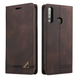 Premium RFID Leather Flip Case with Card Slots and Textured Book - Style Cover for Honor 9X Global (BRO - Backside UnlocK)