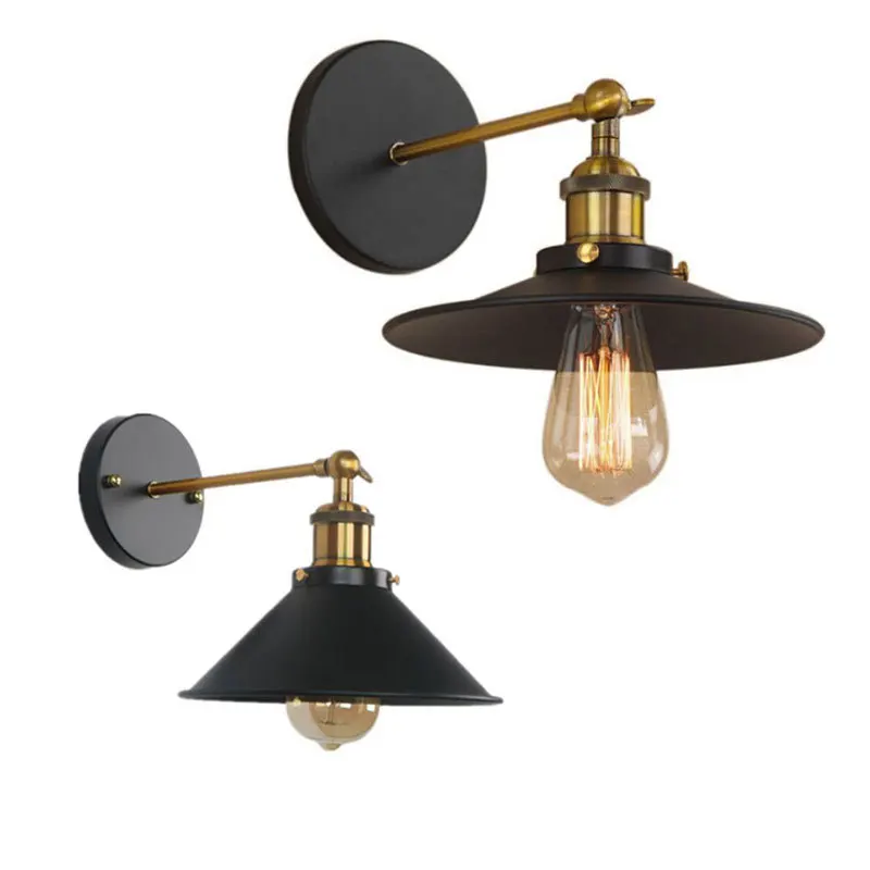 

Vintage industrial style black wall lamp balcony corridor bedroom living room bar table bedside iron wall lamp