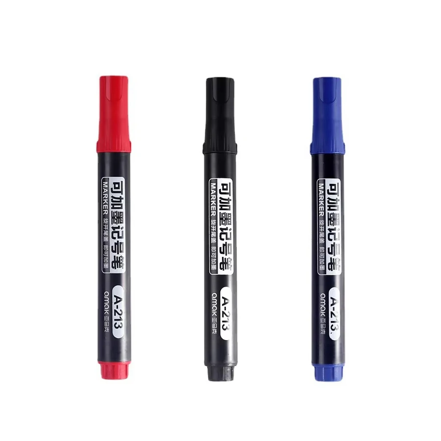 Versatile Permanent Oil-Based Marker Set - Black, Red, Blue - Ideal