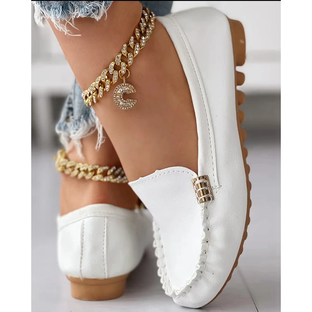 Going Out Ruched Detail Slip-on Loafers Flats for Women Spring Fashion Casual Round Toe Work Shoes Ruched Detail Slip-on Flats