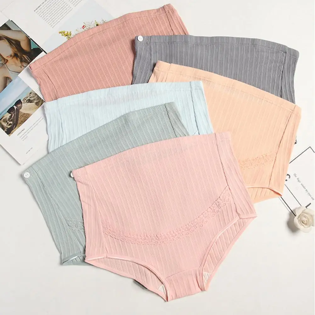 

Adjustable Panties Comfortable Panties with High Waist Support Ribbed Design Adjustable Elastic Soft Breathable for Pregnant