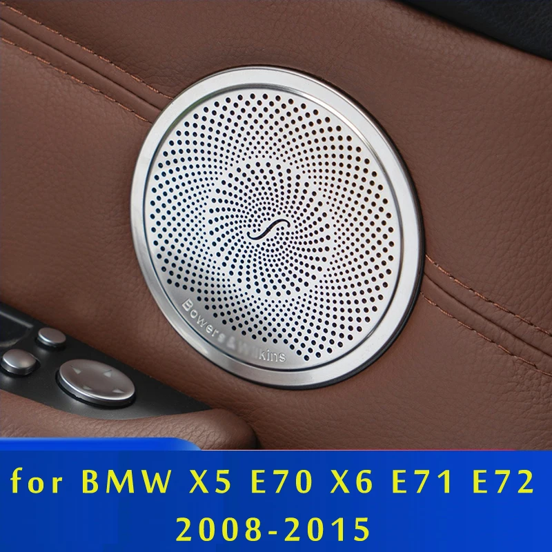 자동차 스테레오 스피커 도어 스티커 커버, BMW X5 E70 X6 E71 E72 2008-2015 스테인레스 스틸 트림, 자동차 스타일링 자동차 액세서리
