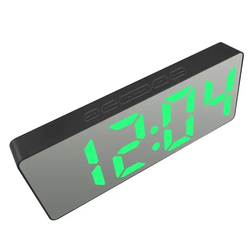 Description Picture 4 of item1pc LED Mirror Digital Clock Bedroom Office Travel Electronic Table Clock Desktop Makeup Mirror Alarm Clock Temperature Function