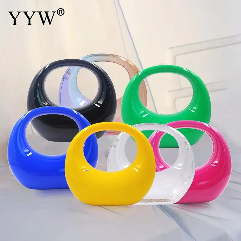 Lady Acrylic Evening Bags Half Moon Purse Designer Luxury Handbag For Women 2023 New Mini Bag Ladies Dinner Party Clutch Bag