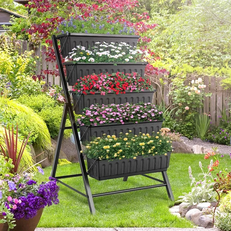 5-Tier Vertical Garden Planter with Drainage & Hooks 6