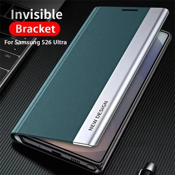 Luxury Leather Flip Case For Samsung Galaxy S26 S25 S24 S23 S22 S21 S20 Ultra Plus Edge S23 S21 S24 FE Note 20 Ultra Stand Cover 1