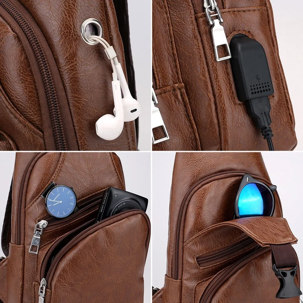 Borsa da petto da uomo con tracolla regolabile e chiusura con cerniera, borsa a tracolla multifunzionale adatta per il pendolarismo quotidiano - immagine 4