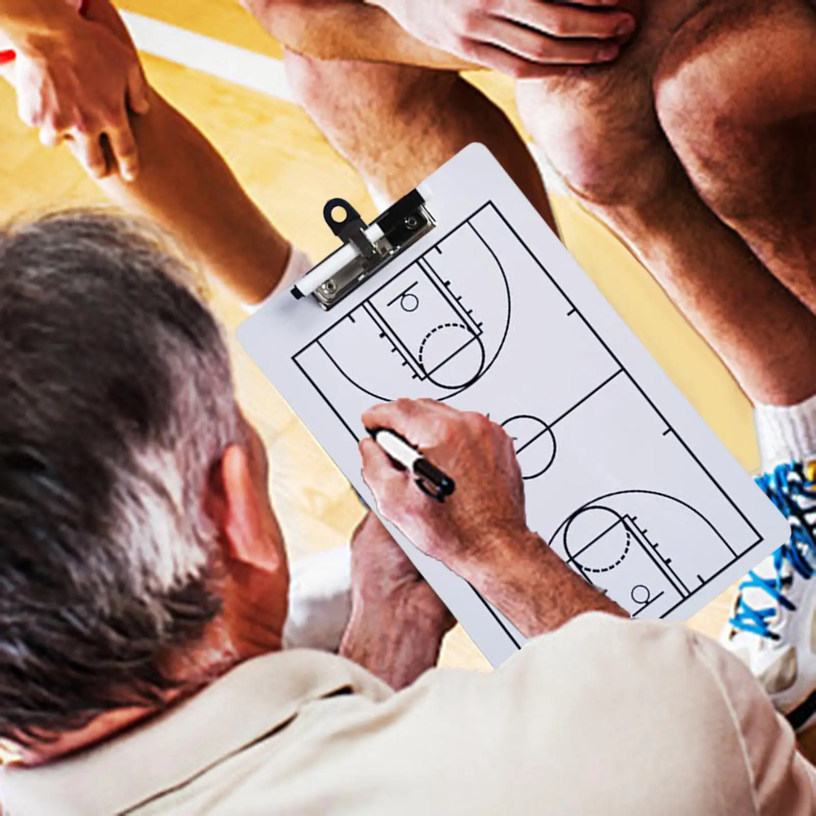 Double Sided Basketball Clipboard Guidance Training Aid with Pen Erase Portable Strategy Tactic Board, Basketball Coaching Board