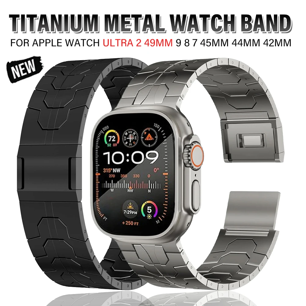 

Ремешок титановый для Apple Watch Ultra 2 49 мм, деловой мужской роскошный браслет для iWatch Series 9 8 7 6 5 4 se 3 45 мм 42 мм 44 мм