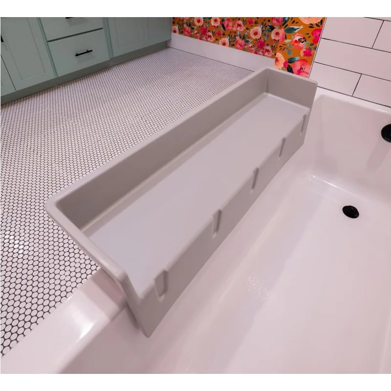 Bathtub Splash Guard Play Shelf Area - Toy Tray Caddy Holder Storage - Suction Cups Attach To Bath Tub - No Mess Water Spill 4