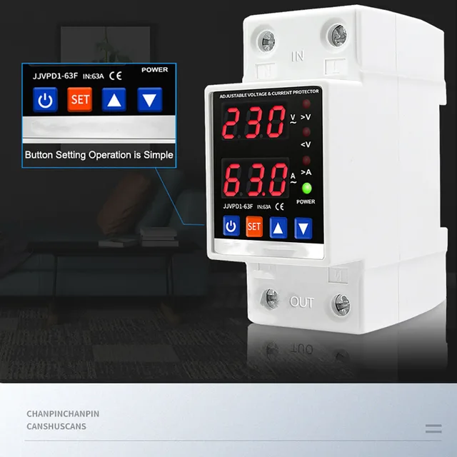 Relè Di Tensione Digitale LCD - Protezione Da Sovratensione E Corrente, Regolabile, 230V 63A, Con Retroilluminazione - Foto 8