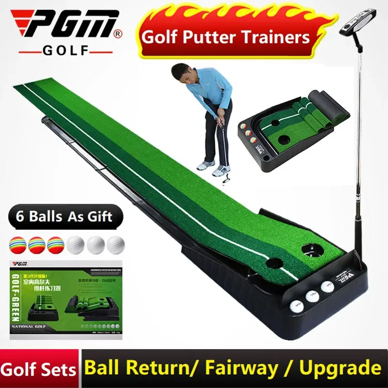 

Pgm 2.5M/3M Golf Putter Trainer With Fairway Golf Putting Mat Green Putter Practice Set Ball Return Training Aids For Beginner