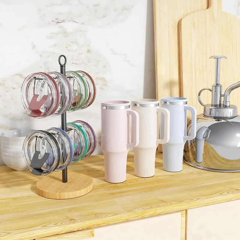 Tumbler Lid Organizer,Stand Cup Lid Organizer Inside Cabinet For Stanley Simple Modern Tumbler Lid, Holds Up 16 Lids 3