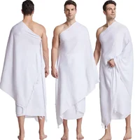 2Pcs Ihram Pilgrimage Towel For Muslim Arab Mecca Hajj Clothes Men Islamic Eid Ramadan Prayer Worship Costumes Shawl Jubba Thobe