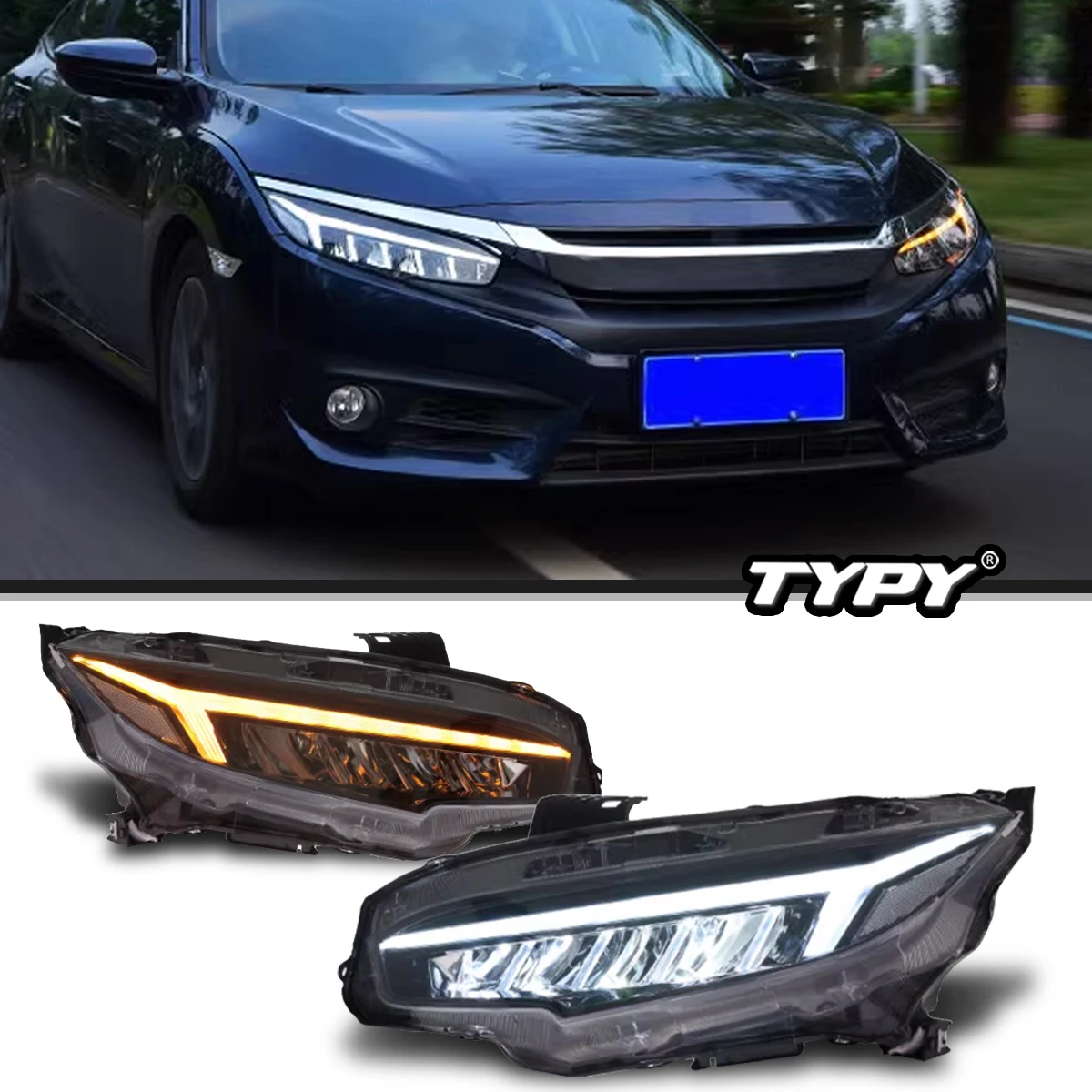 Faro LED Derecho Completo Para Honda Civic 2022-2023 - ¡Negro Y Certificado DOT/SAE!