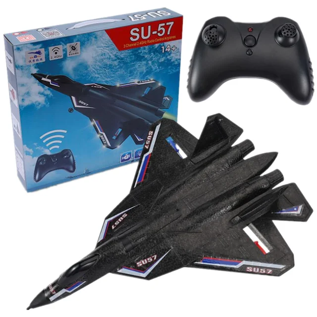 SU-57 Plane RC Foam Aircraft 2.4G Radio Control Glider Remote Control Fighter Glider Plane Airplane Foam Boys Toys for Children 6