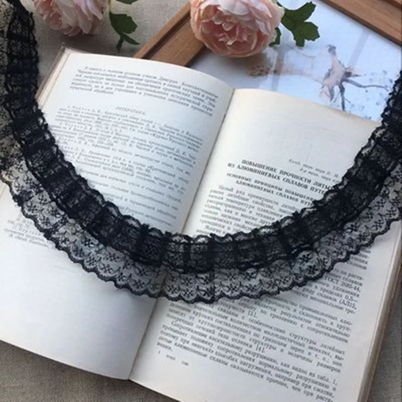 Lace Fabric 4.8CM Wide Embroidery flower Lace fabric trim ribbon DIY sewing applique collar Ruffle craft wedding guipure decor lace fabric