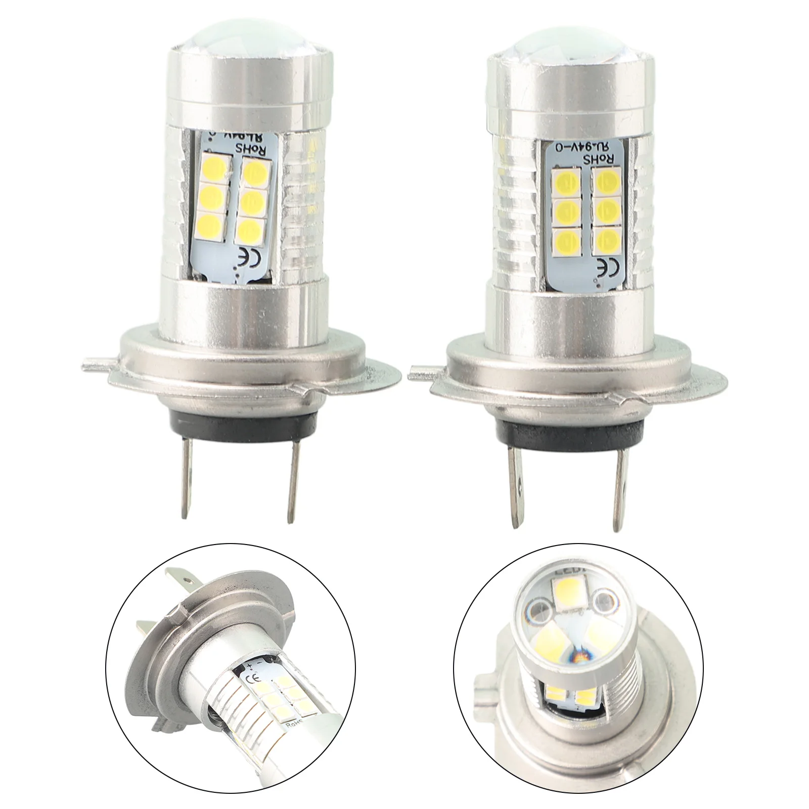 H7 LED Headlight Bulb Kit High/Low Beam 6000K White Accessories Waterproof Fast Thermal Diffusion Heat-resistant 2x