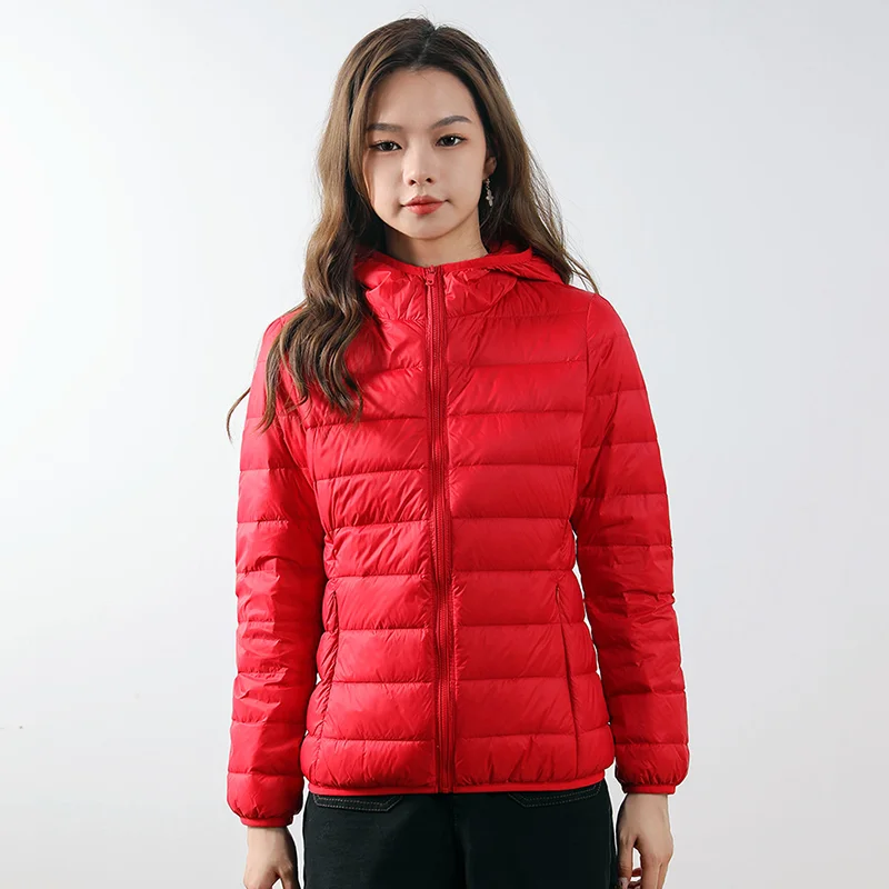 

Women's New Fashion 90% Down Lightweight Down Collar White Duck Down Women's Long Sleeve Parka Soft Fabric Top Jacket Fur Coat