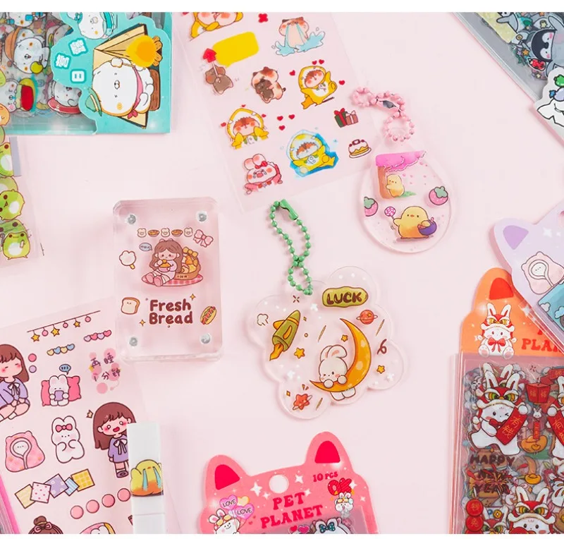 10 Stück Kawaii Scrapbooking-Aufkleber Fahrrad-Sticker Geschenk Frosch Kinder Cartoon Schreibwaren PET Tagebuch-Aufkleber Notizbuch Niedliche Mädchen – Detail 10