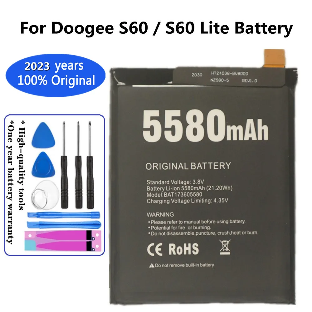 

2023 years Original Battery For DOOGEE S60 Smart Phone Battery 5580mAh BAT17M15580 BAT17S605580 BAT173605580 Batteries + Tools