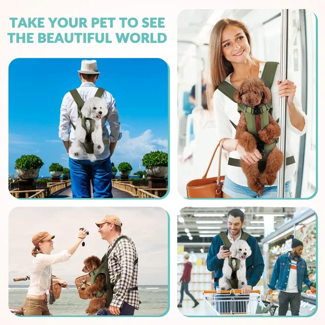 Pet Front Carrier Backpacks Ajustable Hands Free Dog Backpack For Small Mediun Dogs Breathable Cats Outdoor Travel Carrier Bags 5