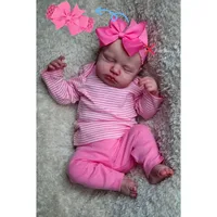 MRB 50CM Already Finished Reborn Baby LouLou Asleep Doll Lifelike 3D Skin Visible Veins Handmade Doll Christmas Gift For Girl 2