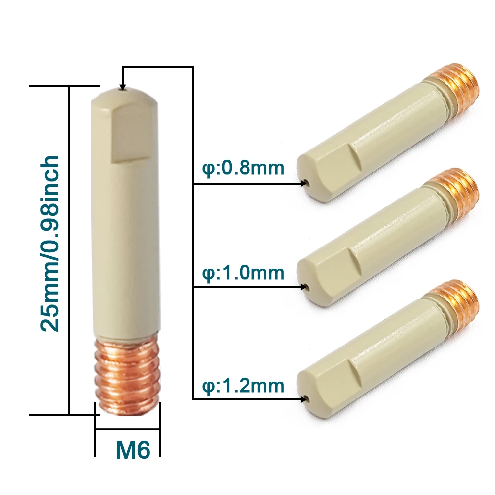 Welding Consumables Coating Protection Non-stick Contact Tip 0.8/1.0/1.2mm Protective Airless Nozzle For 15AK MIG