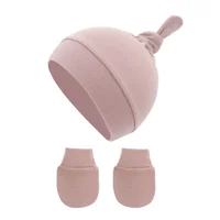 3pcs/Lot Solid Caps for Children Kids' Hat for New Born Baby Hat Birth Hat Baby Beanie Toddler Hat Glove Set Newborn Accessories 5
