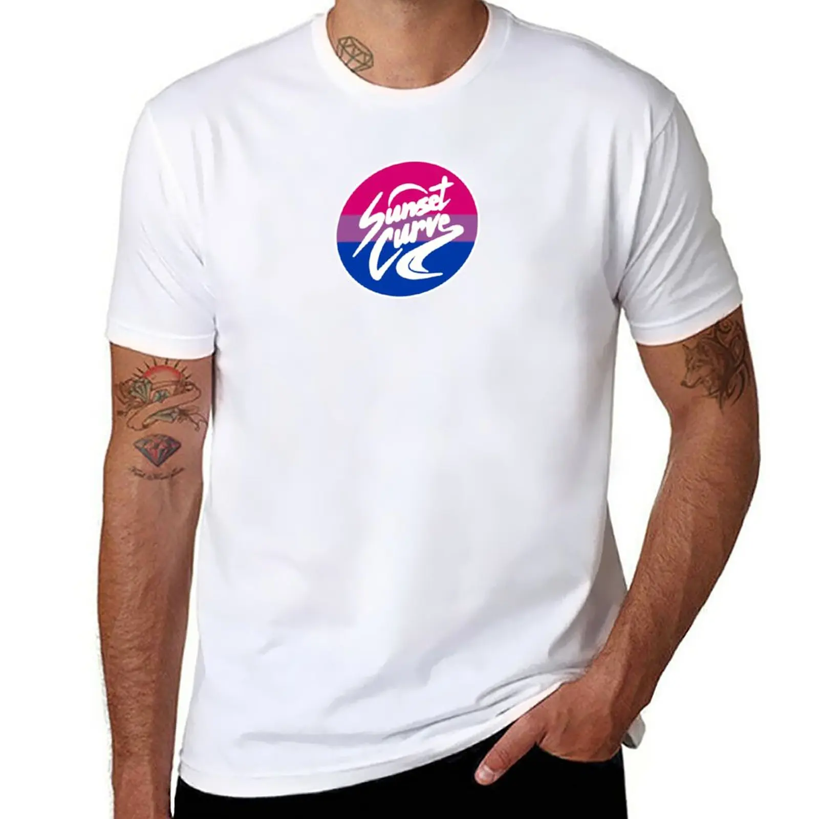 

Новая футболка с логотипом Bi Pride Sunset Curve, футболка для мальчика, топы из аниме, милая одежда, мужские футболки с графическим рисунком