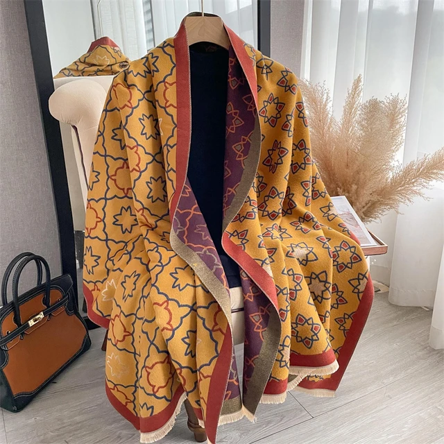 Warm Cashmere Scarf Women Luxury Brand Design Pashmina Blanket