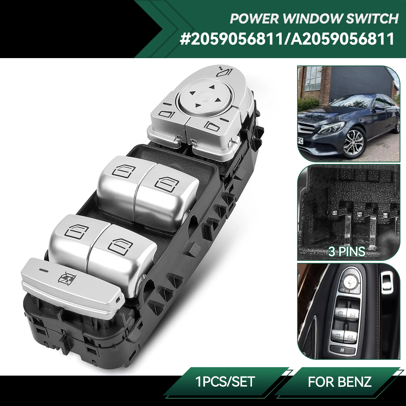 A2229056800 A2059056811 2229056800 2059056811 Schalter für elektrische Fensterheber für Mercedes-Benz W205 W253 W213 W222 C E Klasse 4-Türer Limousine – Detail 1