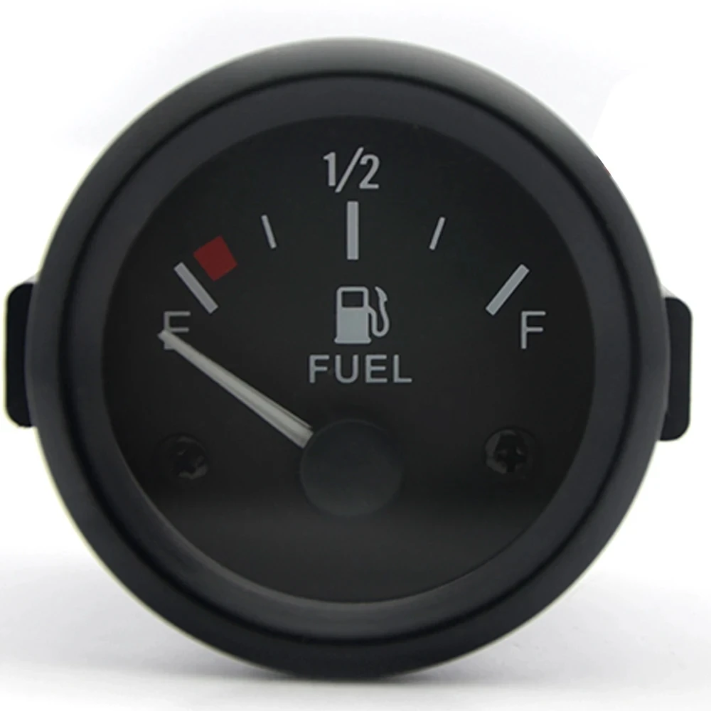 2" 52mm White/ Black Face Fuel Level Gauge Car Meter Fuel Float Sensor White LED Light Black Rim Automotive Gauges 12V Fuel Level Gauge