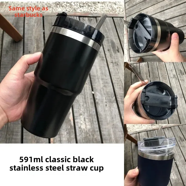 thumbnail image 1 of 20OZ 304 stainless steel ice bar water cup handle vacuum vacuum cup New large capacity coffee car car cup, 1 of 5