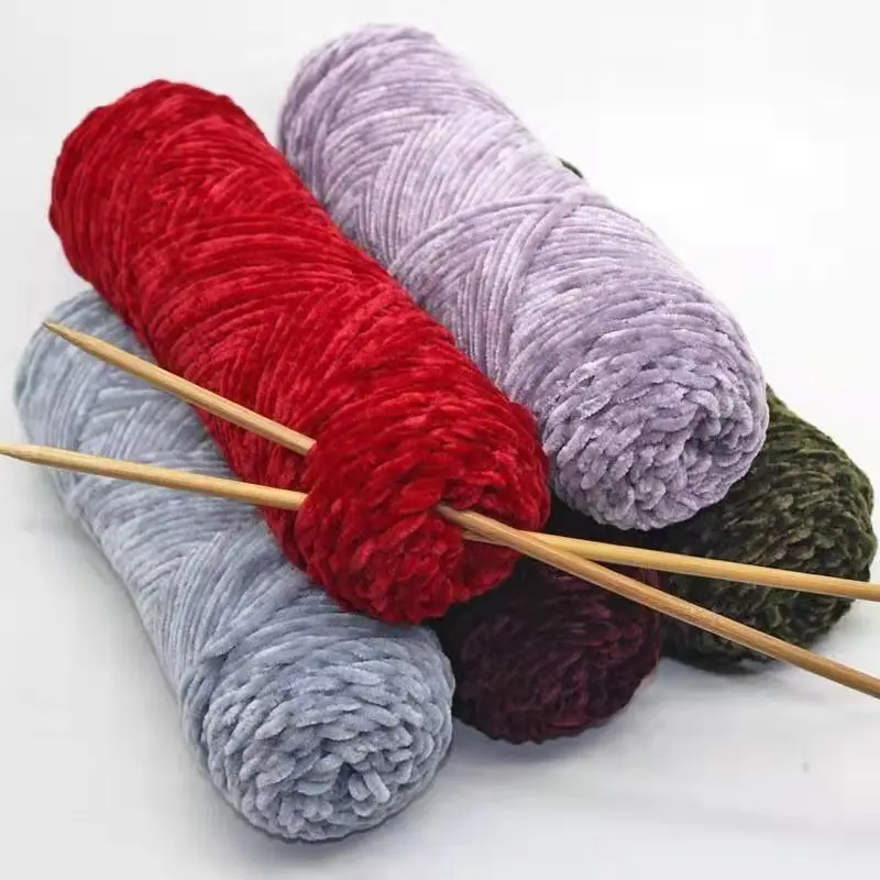 100g/set Chenille Golden Velvet Yarn Medium Thick Hand Woven Fancy Warm Skin Friendly Wool DIY Children's Adult Hat Coat 5