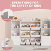 Kids Toy Storage Organizer W/8 Removable Toy Bins, 4-Tier Toy Organizers W/6 Storage Cubbies, Kids Bookshelf and Storage 4