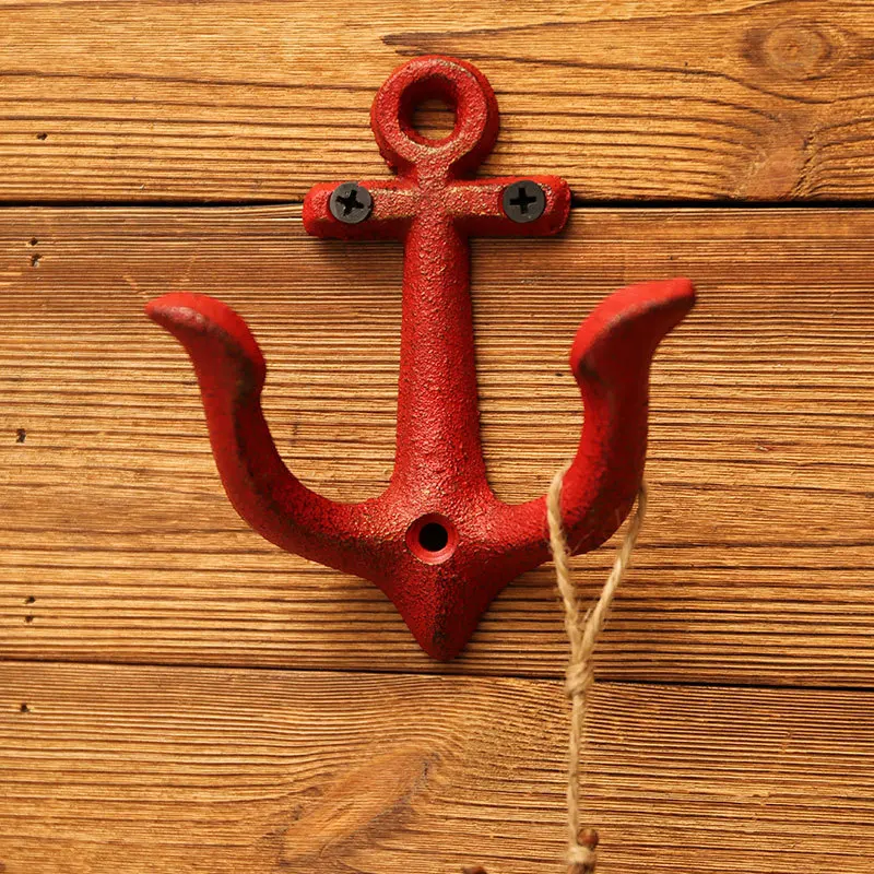 Minimalist Decor Coat Hook Cast Iron Anchor Double Hooks Decorative Key Holder Wall Hanger Bar Cafe Wall Decoration Accessories 5
