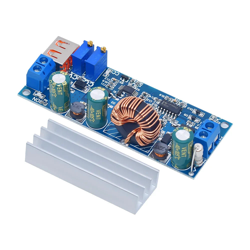 Convertitore step up regolabile DC DC boost 3 a 35V 5V a 45V Modulo di alimentazione del regolatore di tensione Scheda del trasformatore 5A Volt con piastra di raffreddamento ben comportata