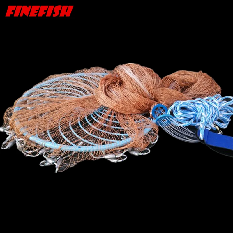 

Finefish With Disc USA Cast Net Easy Catch Fishing Nets Hunting Hand Throw Network Small Mesh Fly Trap Fish Tool