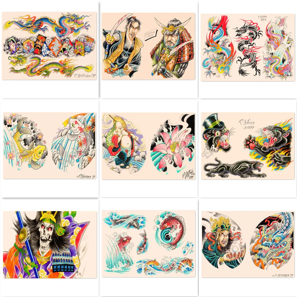 

Japanese Ukiyo-e Tattoo Art Posters and Prints Wall Art Painting Nostalgic Vintage Kraft Paper Wall Sticker Home Decor Drawing