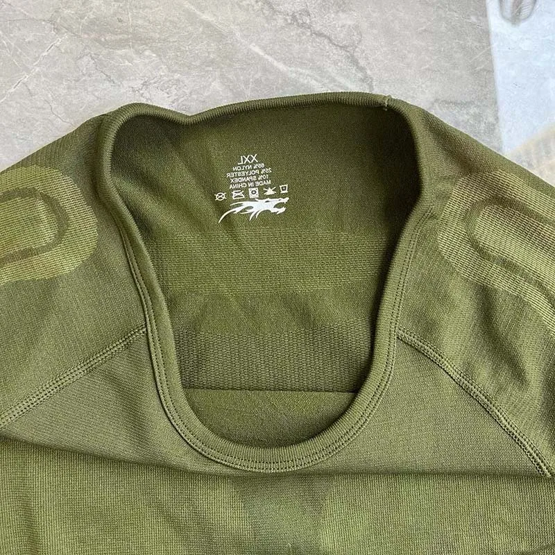 Seamless Tight Tactical Shirts Underwear Men Outdoor Sports Elasticity Breathable Training Cycling Pants Underwear Long Johns