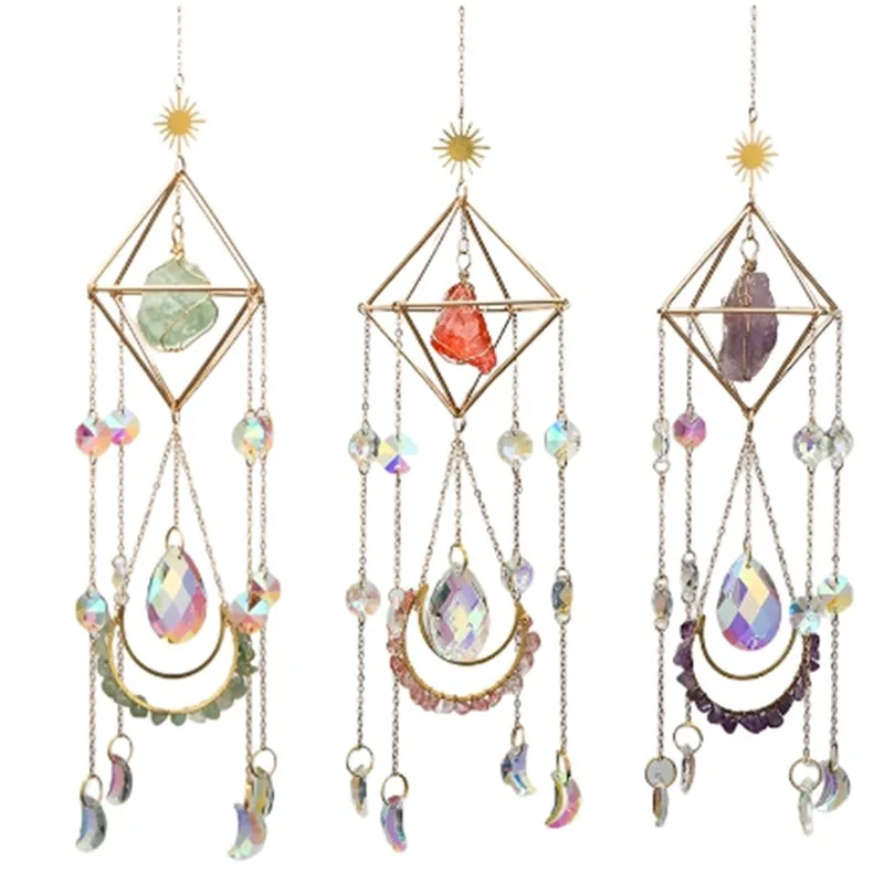 

Diamond Shaped White Crystal Sun Catcher Pendant Decoration Living Room Decoration Colorful Crystal Wind Chime Pendant