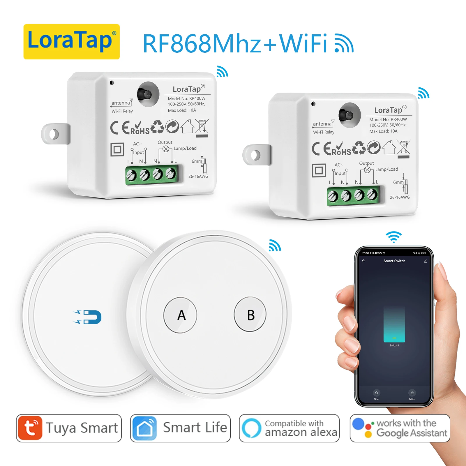 Remote Control Wireless Light Switch with Tiny Relay Module 2500W Magnetic Wall  Switch or Be Portable 200m Range Easy to Install - AliExpress