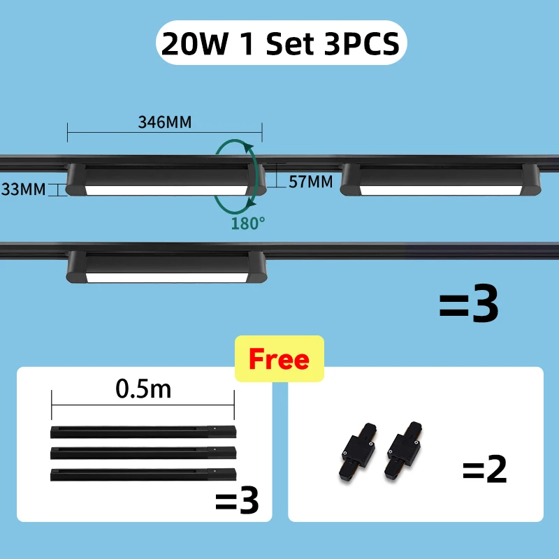 Black 20w 1set 3pcs