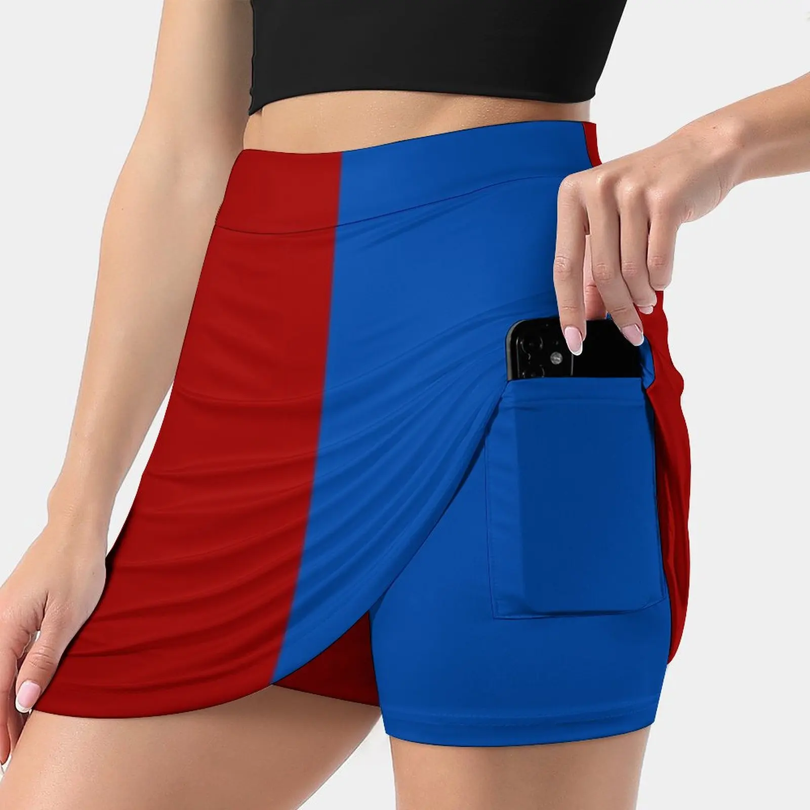 

Half Blue Half Red Women's skirt Y2K Summer Clothes 2022 Kpop Style Trouser Skirt With Pocket Half Half Half Color Block Colour