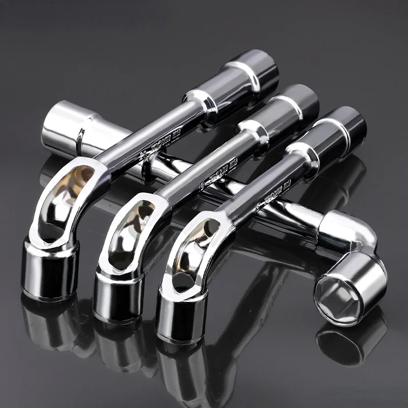 

Hardware tools Mirror perforated wrench L-shaped elbow socket wrench Milling manual pipe wrench