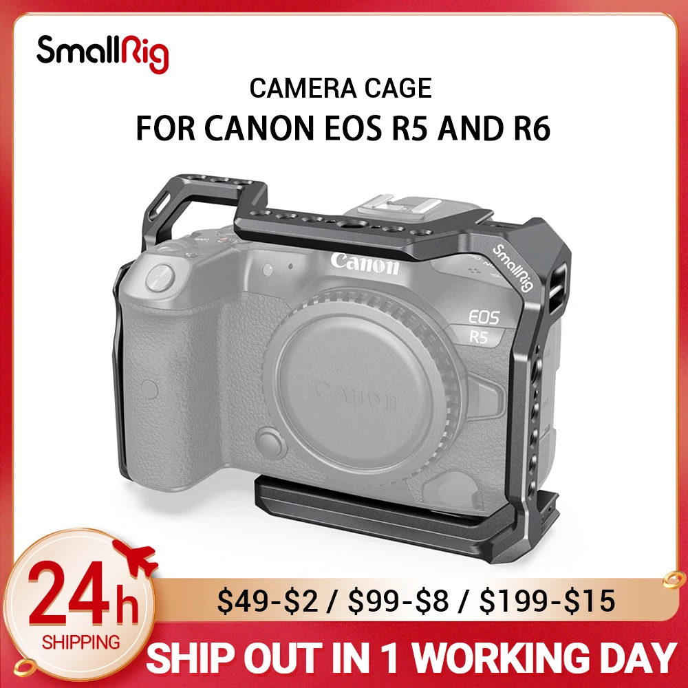 SmallRig DSLR Canon Camera Cage Canon EOS R5 R6 R5 C built in Cold Shoe ...